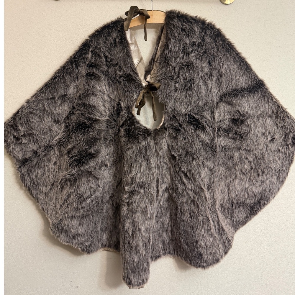 Wondershop Target Faux Fur Christmas Tree Skirt Grey Brown Champagne Lining Tie